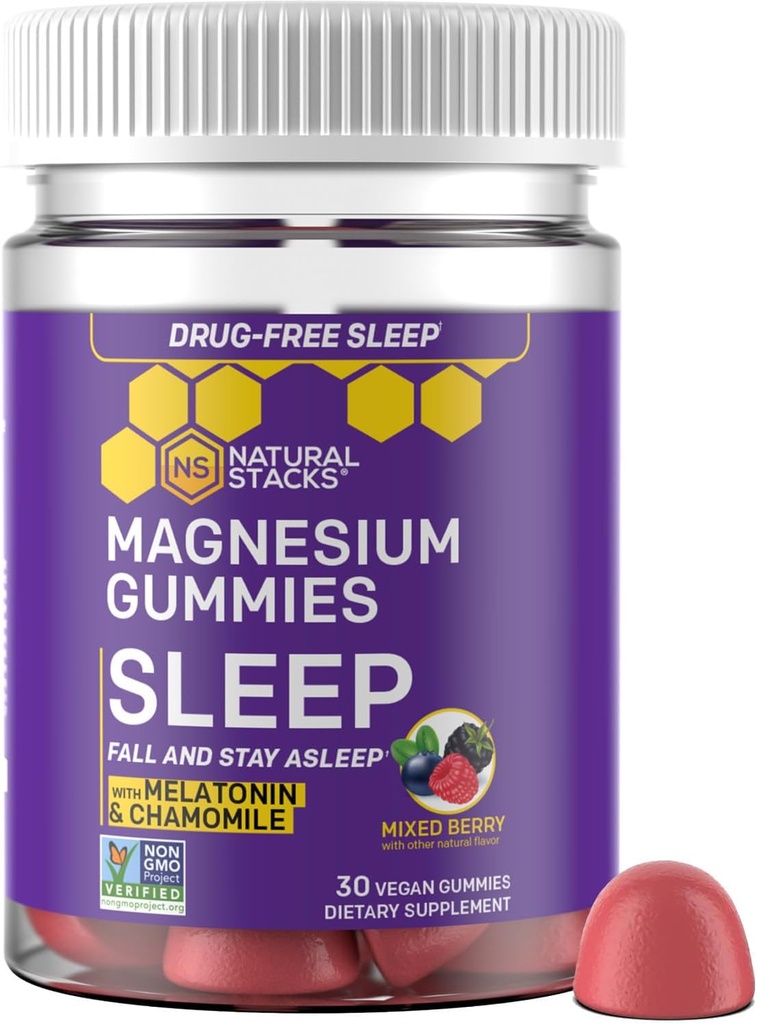 NATURAL STACKS Dopamine Brain Food + Sleep Magnesium Gummies Bundle - Supports Mental Drive & Sleep* - 90 Total Pieces 4