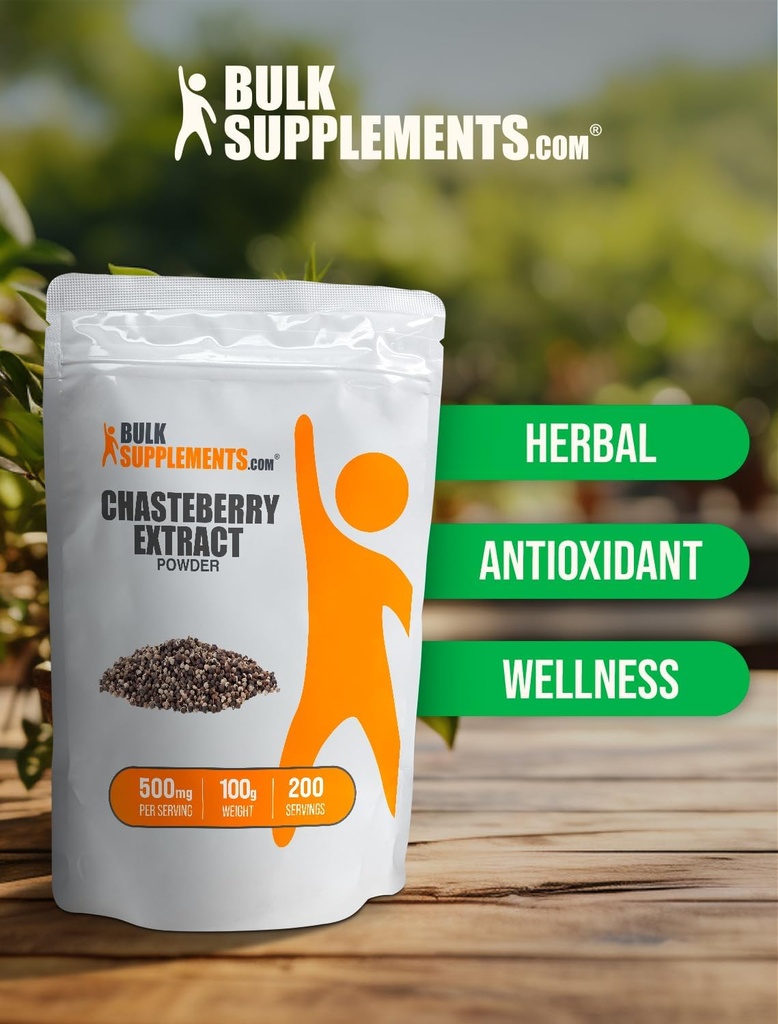 BulkSupplements.com Chasteberry Extract Powder - Chasteberry Sourced from Vitex Berry, Herbal Supplement - Vegan & Gluten Free, 500mg per Serving, 500g (1.1 lbs) (Pack of 1) 6