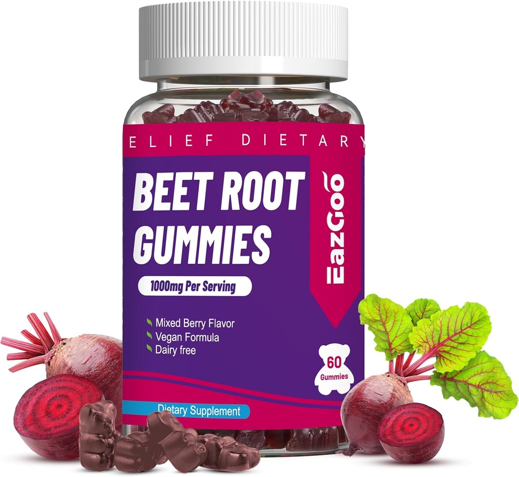 Beet Root Gummies, Beet Root Soft Chews with Beetroot, Grape Seed Extract & Beet Root Powder, Vegan, Non-GMO, 60 Count 2