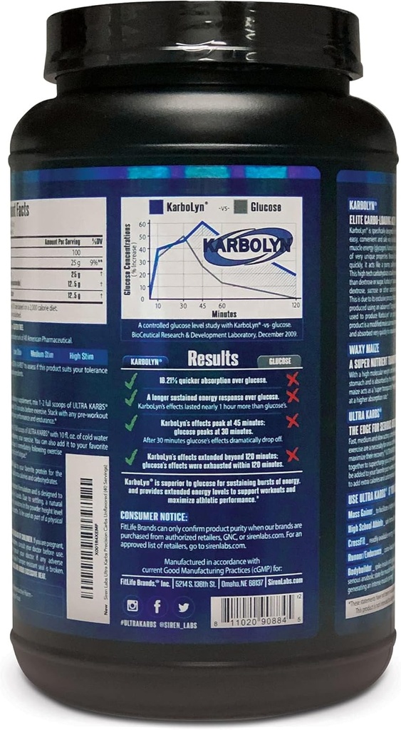 Siren Labs Ultra Karbs Mass Gainer Post Workout Muscle Builder Healthy Carb Loading - Carbohydrate Blend with KarboLyn - More Energy, Faster Recovery - Weight Gainer for Men (40 Servings) 4