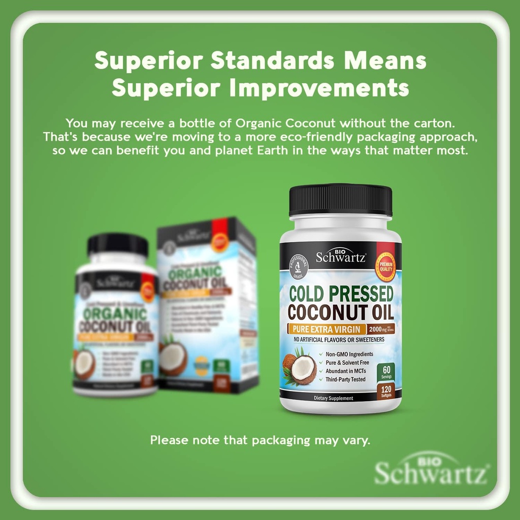 BioSchwartz ACV Apple Cider Vinegar Gummies with B Complex Vitamins (3 Month Supply) Plus Cold Pressed MCT Coconut Oil Capsules (2 Month Supply) 3