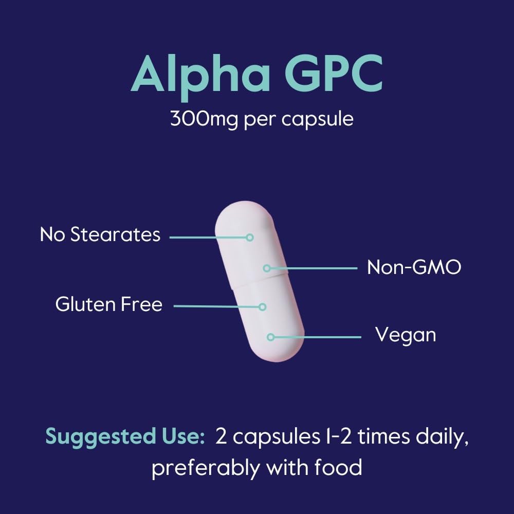 BESTVITE Alpha GPC Choline 600mg Per Serving (120 Veggie Capsules) - No Stearates - Vegan - Non GMO - Gluten Free 6