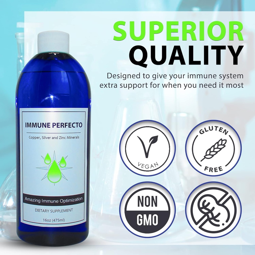 Immune Perfecto - Atomic Particle Trace Minerals of Colloidal Silver, Copper, and Zinc - Perfect on Demand Metabolic Support - 16 oz. (475 ml)… 4