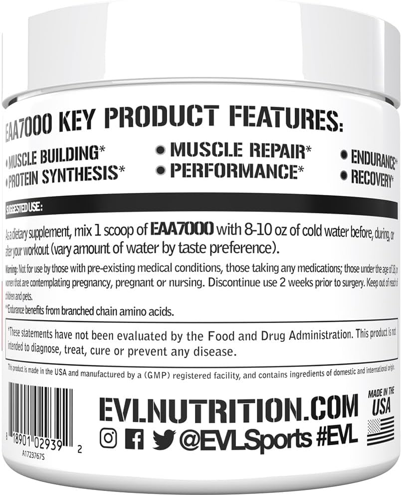 Evlution Nutrition EAA7000 - Pre & Post Workout Powder - Muscle Building + Recovery Supplement - 7g Essential Amino Acids + 5g BCAAs - Endurance + Energy Support - 30 Servings - Watermelon Splash 4