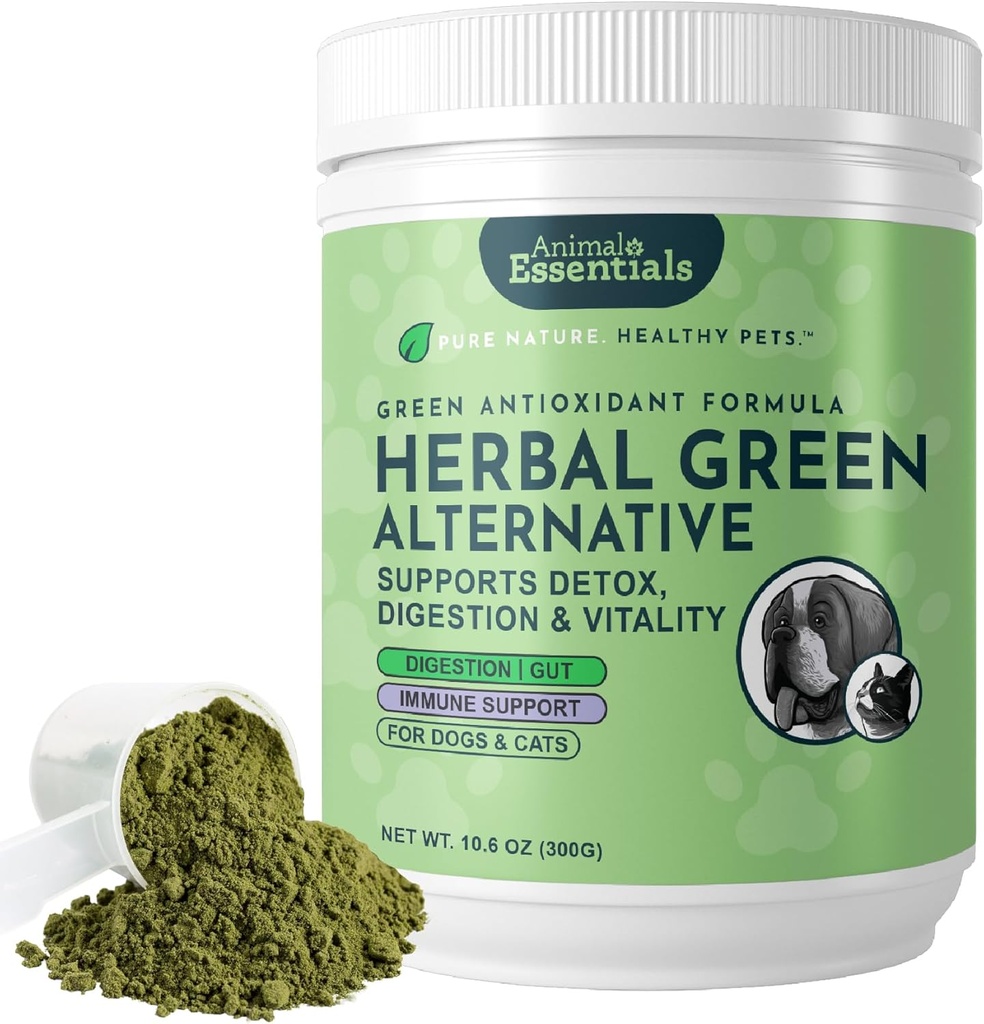 Animal Essentials Herbal Green Alternative for Dogs & Cats - Super Greens Powder Herbal Supplement with Spirulina, Antioxidants, Chlorophyll - 12 Oz 2
