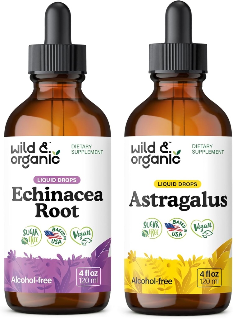 Wild & Organic Echinacea Tincture 4 fl oz & Astragalus Tincture 4 fl oz 2