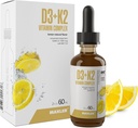 Maxler Vitamin D3 K2 Drops with MCT Oil - Heart, Bone & Immune Support - No GMO, Colors, Sweetener, Alcohol - Vitamin D3 5000 IU & Vitamin K2 500 mcg per 1 Serving - 120 Servings Lemon Flavor 2