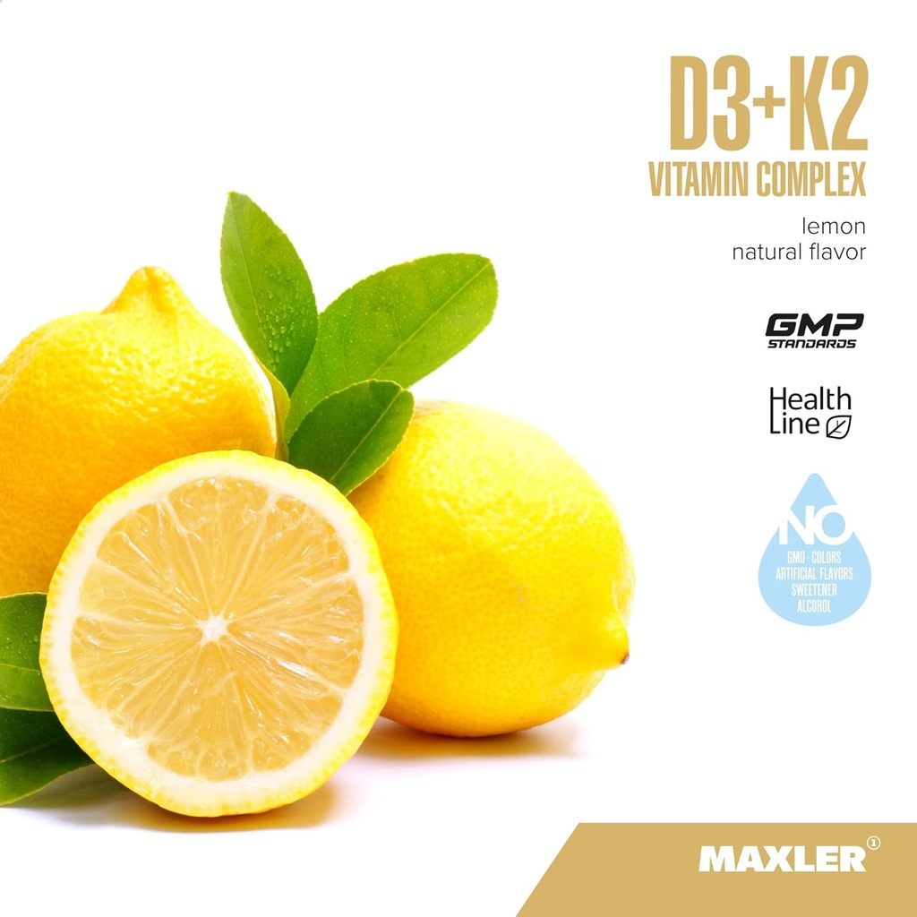 Maxler Vitamin D3 K2 Drops with MCT Oil - Heart, Bone & Immune Support - No GMO, Colors, Sweetener, Alcohol - Vitamin D3 5000 IU & Vitamin K2 500 mcg per 1 Serving - 120 Servings Lemon Flavor 4