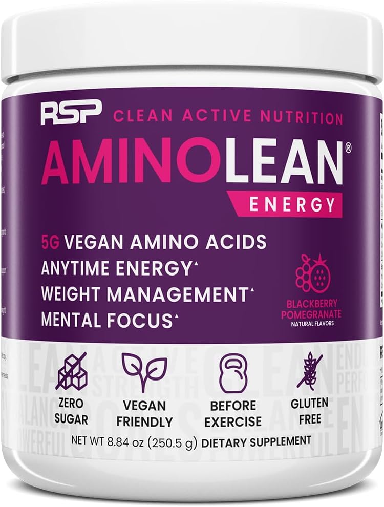 RSP NUTRITION AminoLean Pre Workout Powder, Amino Energy & Weight Management with Vegan BCAA Amino Acids, Natural Caffeine, Preworkout Boost for Men & Women, 30 Serv 2
