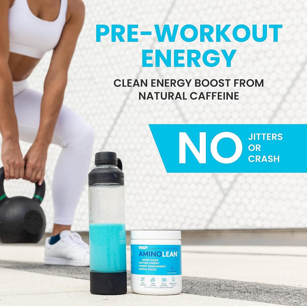 RSP NUTRITION AminoLean Pre Workout Powder, Amino Energy & Weight Management with Vegan BCAA Amino Acids, Natural Caffeine, Preworkout Boost for Men & Women, 30 Serv 5