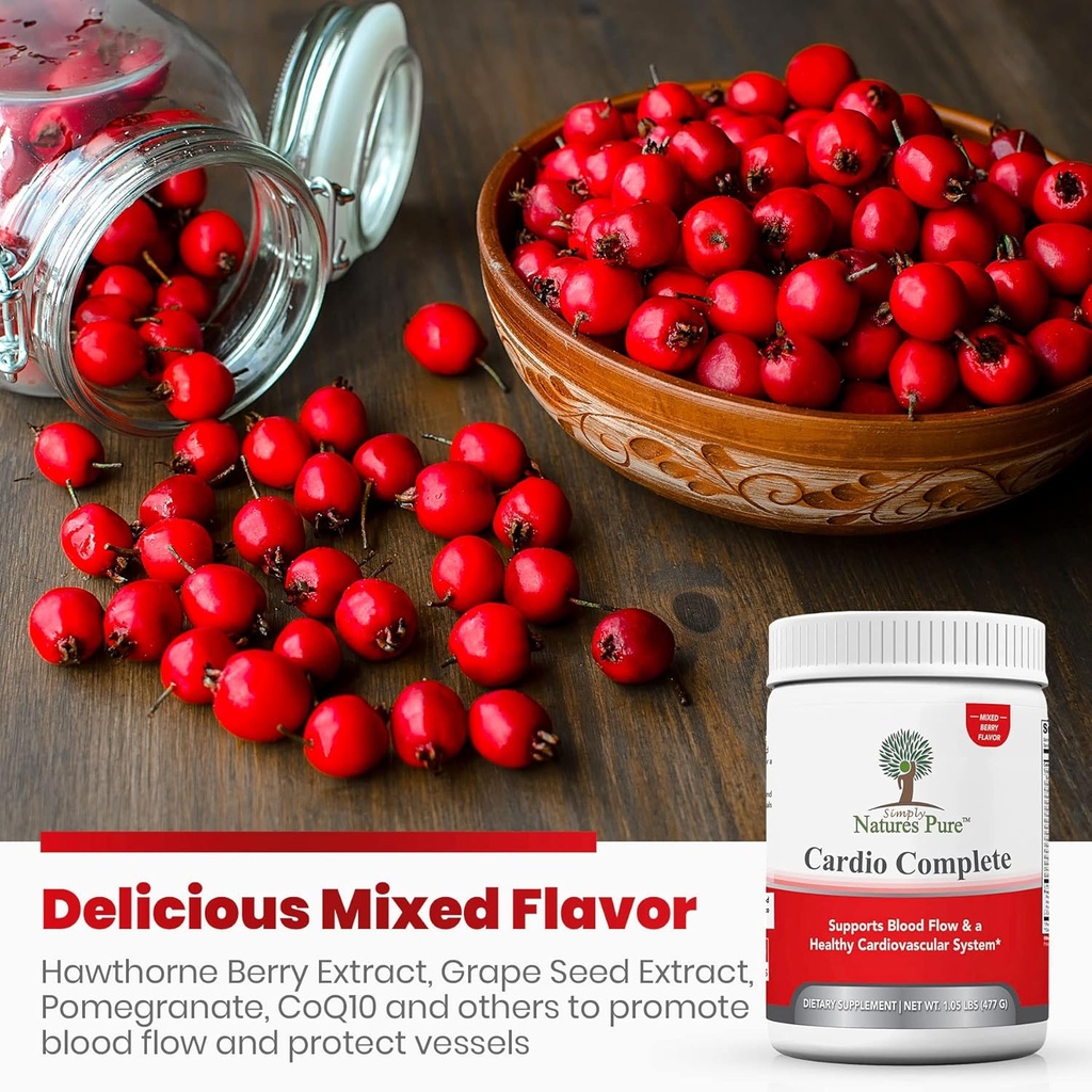 Simply Natures Pure Cardio Complete with 5,000 L-Arginine, 1,000mg L-Citrulline, and Hawthorn Berry - Heart Health & Cardiovascular Support Powder Supplement and 3-in-1 Nitric Oxide Booster 6