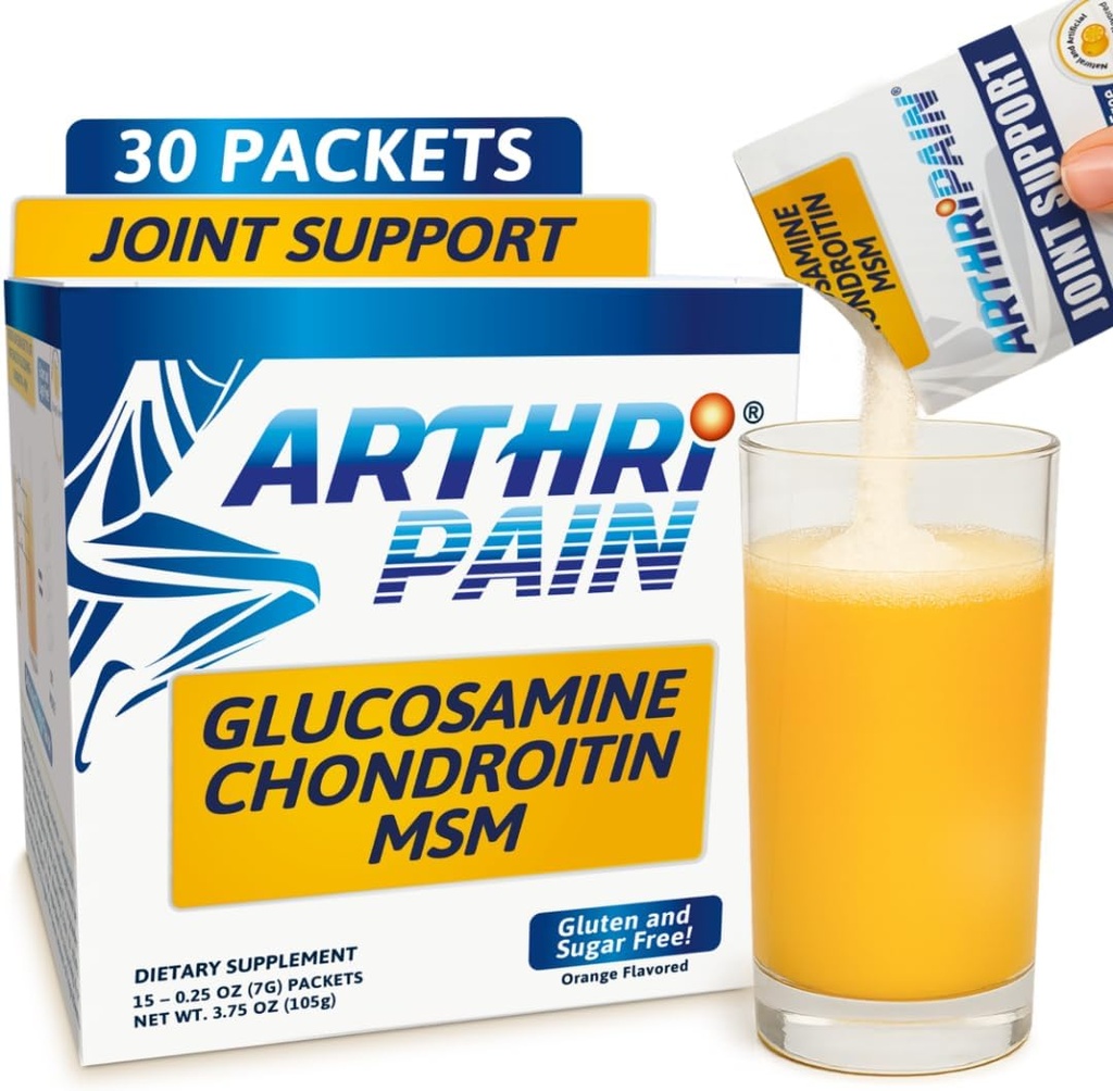 Arthripain – Joint Support Cartilage Repair Supplement – Clinically Tested Joint Juice - Ligament Relief Support – Glucosamine Chondroitin MSM – Swollen Knee Treatment –Sugar-Free – Made in US - 30ct 2