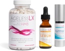 AgelessLX Supplement Capsule for Women with HMB + Hydrasilk Eye Cream 0.5 OZ + Bright Glow Face Serum 1 Fl OZ for Women Bundle 2