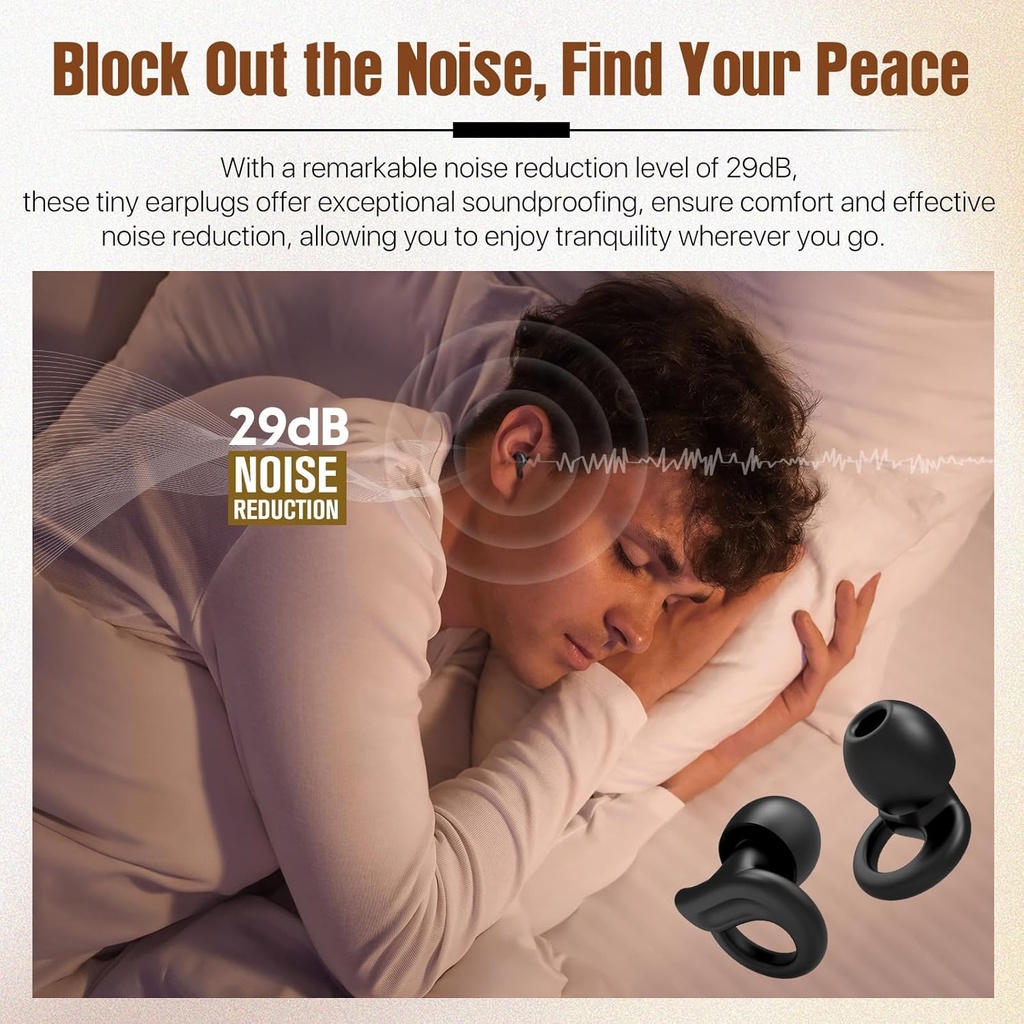 Hearprotek Ear Plugs for Sleeping, 2 Pairs Ear Plugs for Sleep Noise Reduction Ear Protection-Reusable Soft Hearing Protection earplugs for Ear Tinnitus Relief,Misophonia,Snoring,Work,Travel(Black) 3