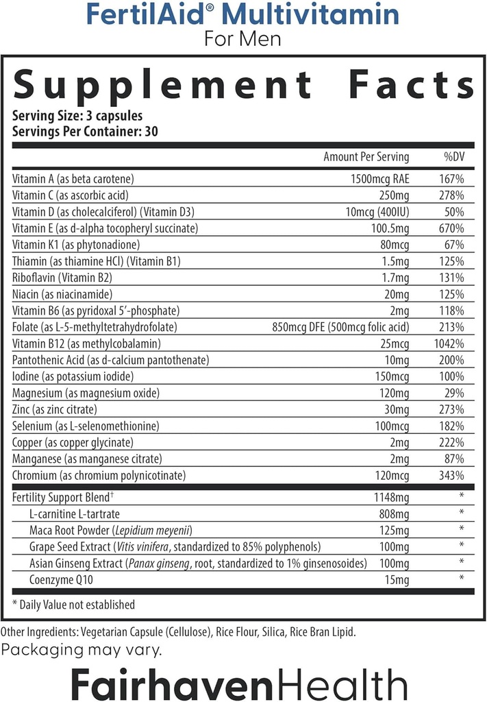 Fairhaven Health FertilAid for Men and Women Combo Fertility Supplements for Men and Women | Count and Motility Support Pre-Conception for Him | Prenatal Vitamin for Her with Vitex and Folate 3