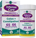 Vital Planet - Intense Care Colon & Constipation Probiotics Plus Organic Prebiotics, Postbiotics, Parabiotics, Complete 4-in-1 Health Supplement for Adults, 65 Billion CFU, 66 Strains, 30 ct 2