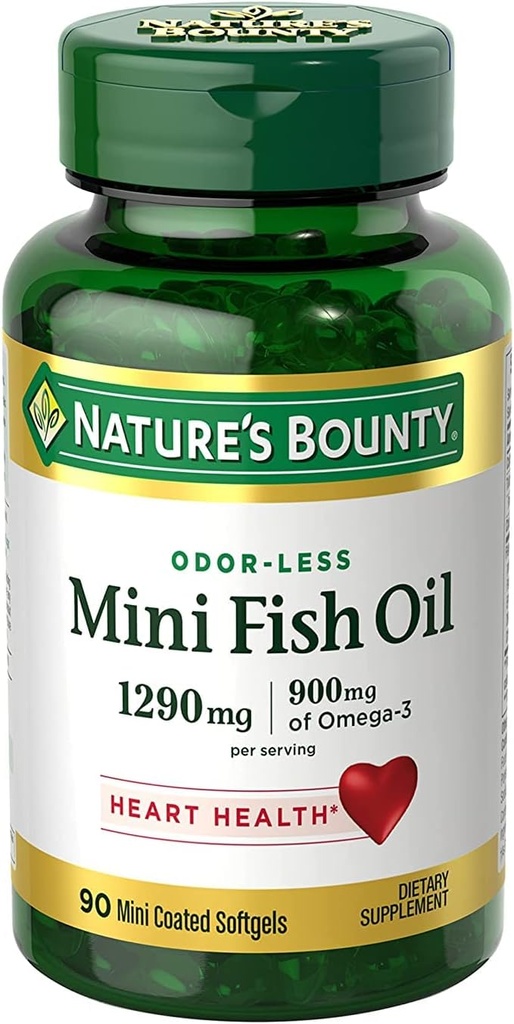 Nature's Bounty Fish Oil 1290 mg Mini Softgels - 90 ct, Pack of 5 4