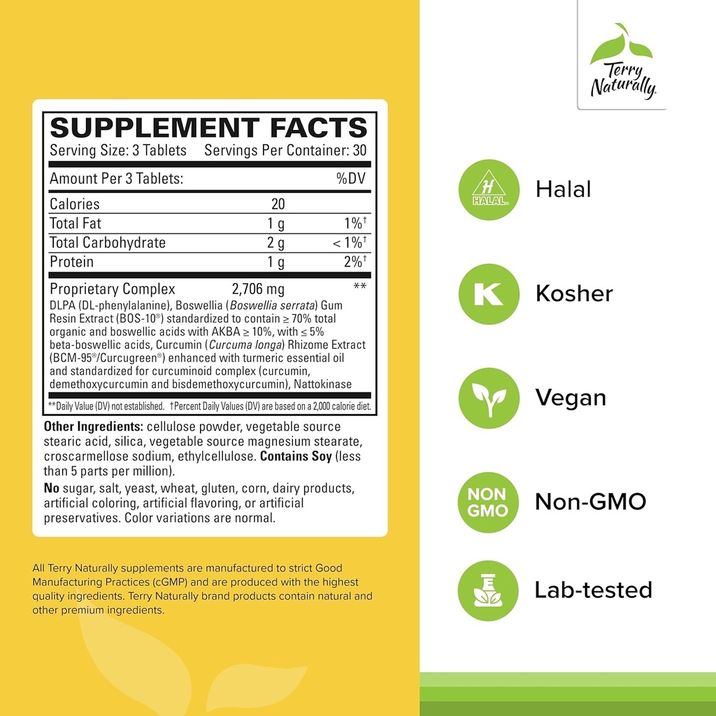 Terry Naturally Curamin Extra Strength - Curcumin & Boswellia for Healthy Circulation Support - Turmeric Supplement to Support Joints, Muscle Health & Endorphin Production - 90 Tablets 3