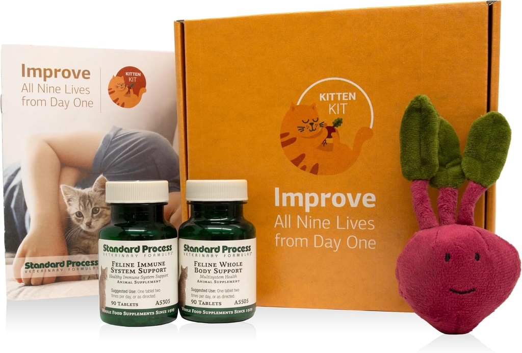 Standard Process Kitten Kit - Overall Health Kit for Feline Whole-Body Support - Feline Immune System Support Supplements - Wellness Supplements to Support Kitten Health & Growth - Includes Catnip Toy 2