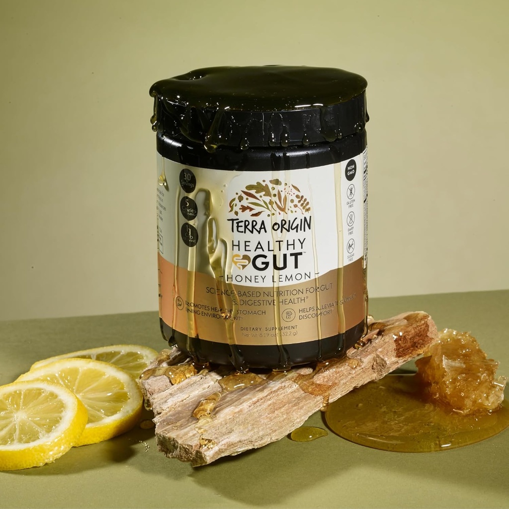 TERRA ORIGIN Healthy Gut Powder (Honey Lemon) | 30-Servings with L-Glutamine, Zinc, Glucosamine, Slippery Elm Bark and More! 4