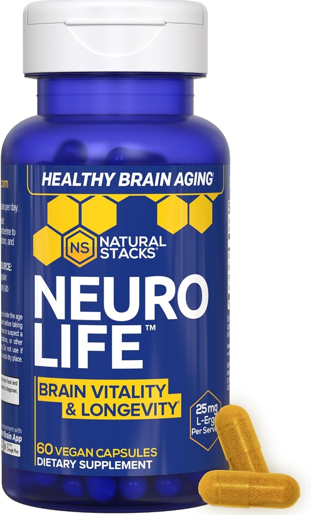 NATURAL STACKS NeuroFuel Nootropic + NeuroLife Bundle - Supports Focus, Memory & Brain Longevity* - Brain Health Supplements - 135 Total Capsules 3