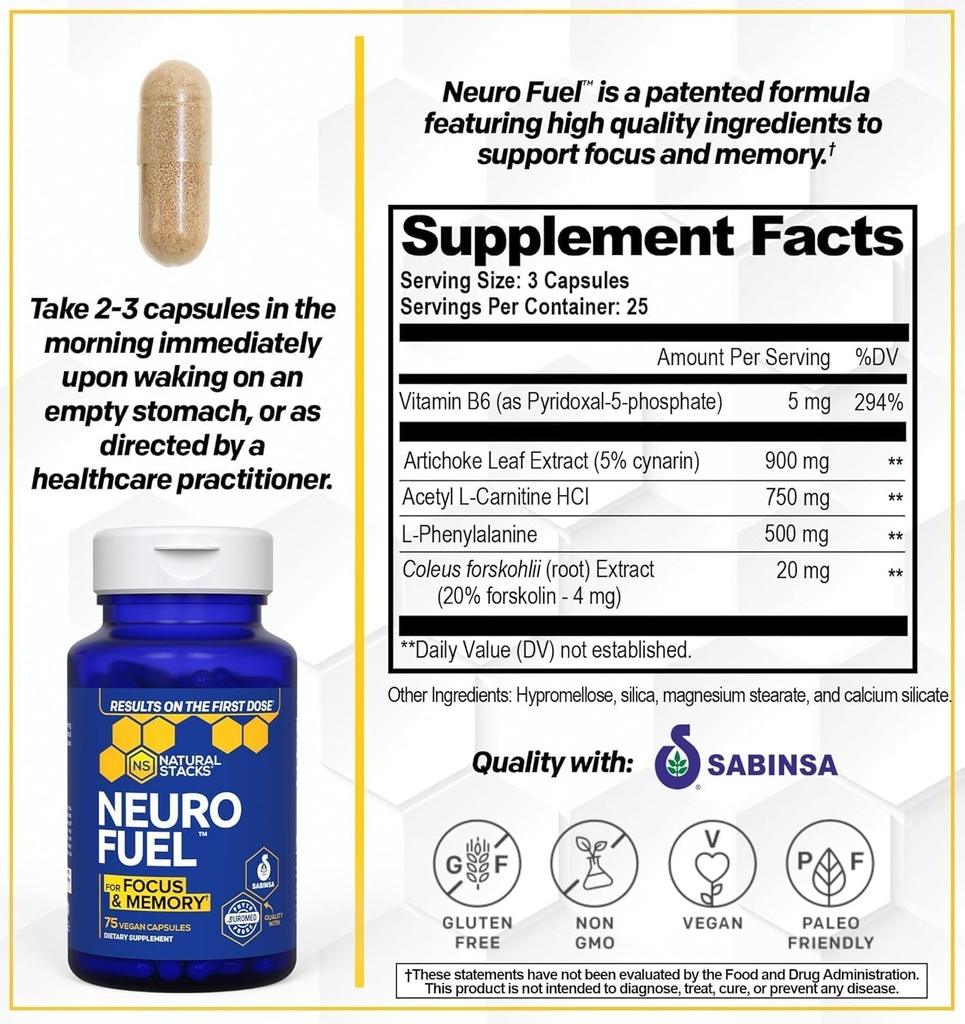 NATURAL STACKS NeuroFuel Nootropic + NeuroLife Bundle - Supports Focus, Memory & Brain Longevity* - Brain Health Supplements - 135 Total Capsules 6