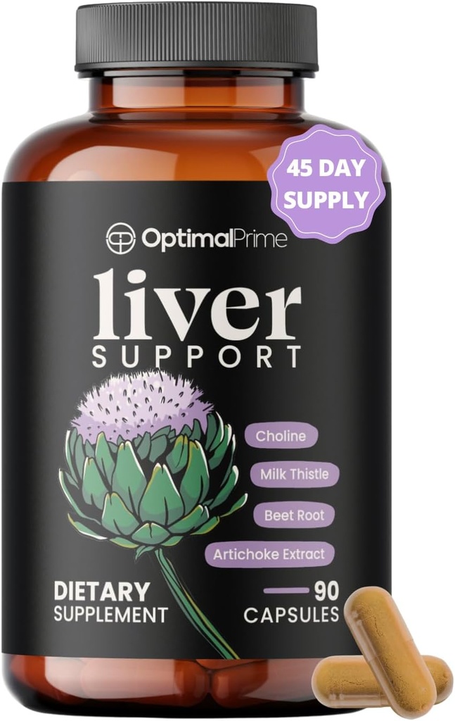 Optimal Prime Liver Cleanse Detox & Repair, Milk Thistle Supplement, Liver Detox, Liver Supplement, Liver Support, Dose for Your Liver, Artichoke Extract, Beetroot, Zinc, Choline - 90 Capsules 2