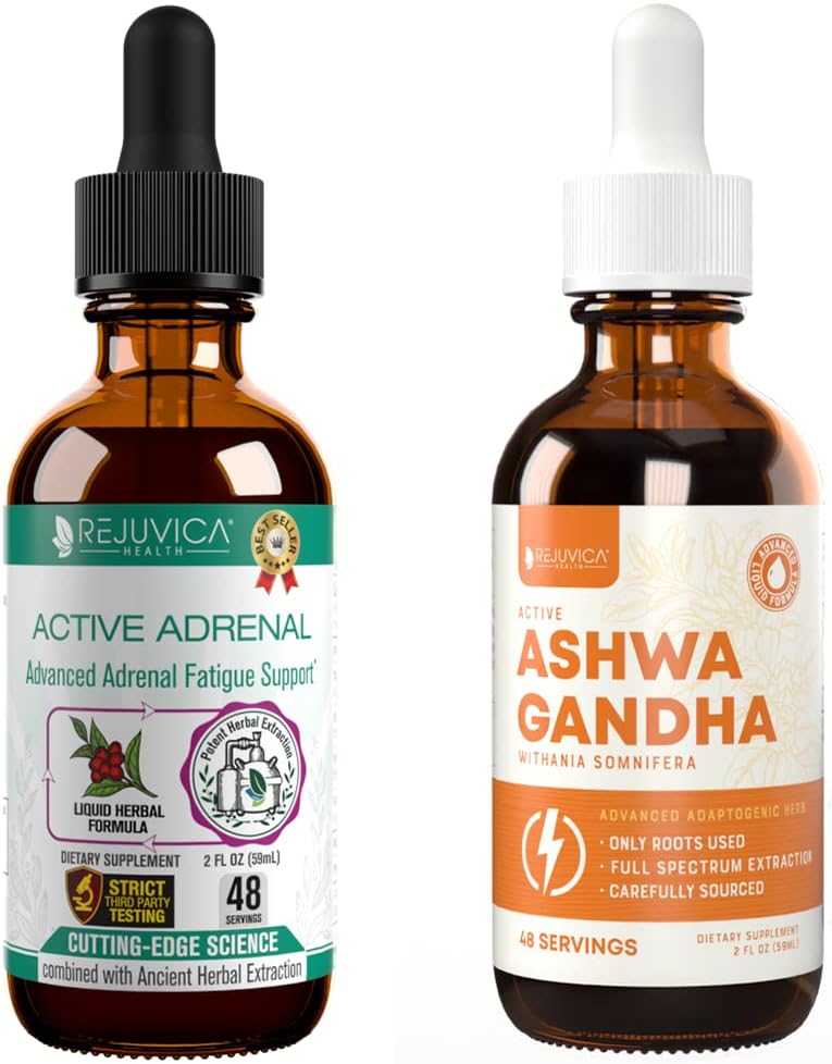 Active Adrenal + Active Ashwagandha - Support Adrenal Health + Energy - Liquid Delivery for Better Absorption - Rhodiola, Ashwagandha, B-Vitamins, Holy Basil & More! 2