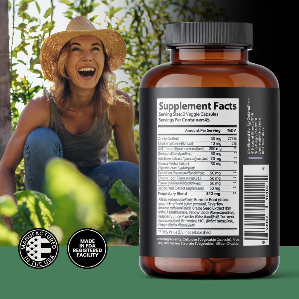 Optimal Prime Liver Cleanse Detox & Repair, Milk Thistle Supplement, Liver Detox, Liver Supplement, Liver Support, Dose for Your Liver, Artichoke Extract, Beetroot, Zinc, Choline - 90 Capsules 6