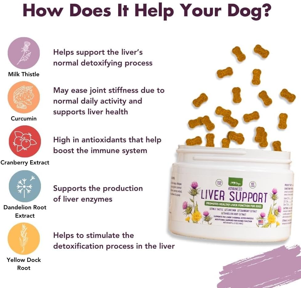 iHeartDogs Advanced Milk Thistle Liver Supplement for Dogs - Dog Liver Support with Milk Thistle, Turmeric Curcumin, Cranberry & Dandelion Root Extract 3