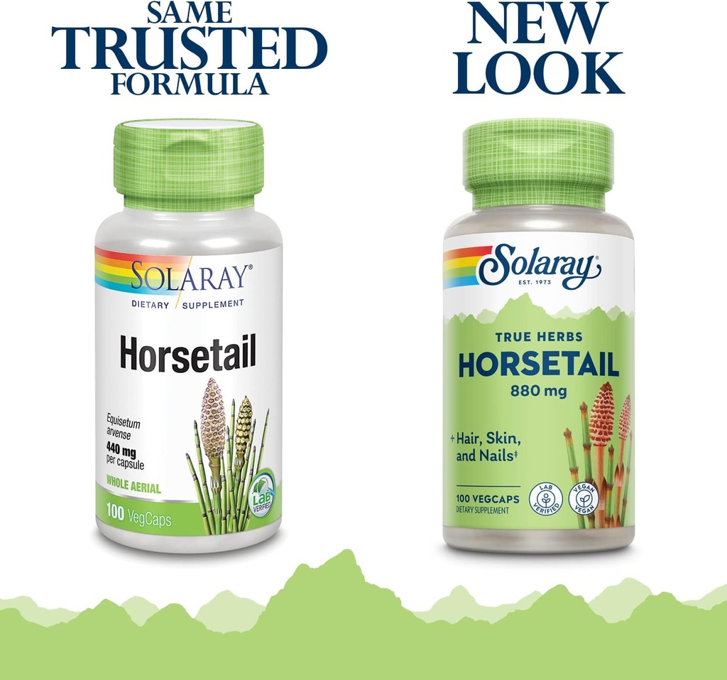 SOLARAY Horsetail 880 mg | Silica Supplement for Healthy Hair, Skin, Nails & Joint Support | 50 Servings | 100 VegCaps 4
