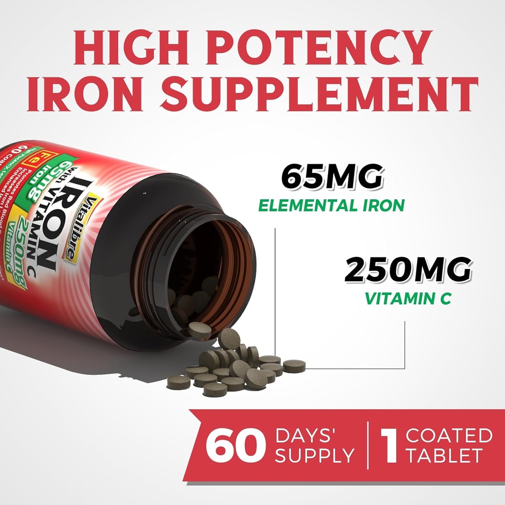 10 in 1 Magnesium Complex & Iron Supplement, 65mg Carbonyl Iron with 250mg Vitamin C & 5 in 1 Iron Complex 3