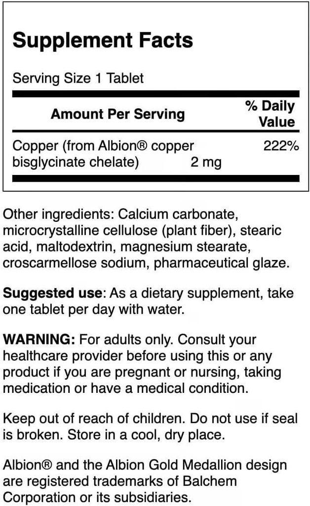 Swanson Copper Antioxidant Immune System Red Blood Cell Support Mineral Supplement (Copper chelate) 2 mg 300 Tabs (2 Pack) 3