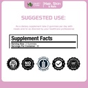 Health Dose Hair Skin Nails with Biotin 5000 mcg, Vitamin A,D3,C & B6, Gluten & Sugar Free, Coconut & Strawberry Flavor 60 Count Gummies. 6