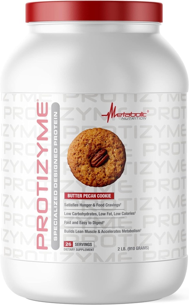 Metabolic Nutrition, Protizyme, 100% Whey Protein Powder, High Protein, Low Carb, Low Fat Whey Protein, Digestive Enzymes, 24 Essential Vitamins and Minerals, Butter Pecan Cookie, 2 Pound (26 ser) 5