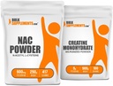 BulkSupplements NAC (N-Acetyl L-Cysteine) 250g + Creatine 500g Bundle 2