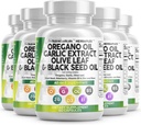 Clean Nutraceuticals Oregano Oil Garlic Extract Olive Leaf Black Seed Oil- Immune Support & Digestive Health Supplement for Women and Men with Vitamin D3 & Zinc - 5Pack 2