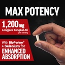 Force Factor Longjack Tongkat Ali Max for Men, Male Stamina and Vitality Supplement Made with Tongkat Ali Extract and Key Natural Ingredients for Superior Absorption, 1200mg, 60 Capsules 4