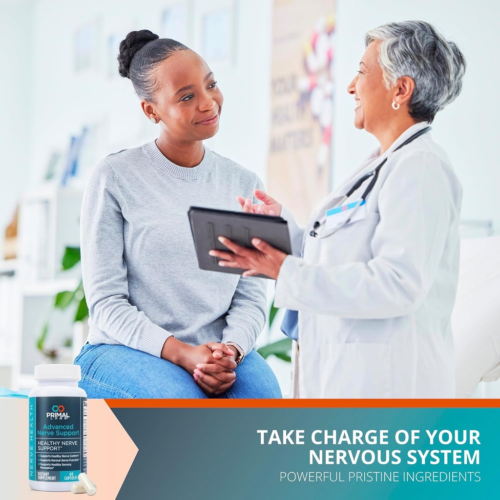 Primal Labs Advanced Nerve Support - Nerve Wellness Supplement with Benfotiamine, B6, B12, Alpha Lipoic Acid, Acetyl-L-Carnitine - Nerve Wellness, Feet, Legs, Sensory Function, Comfort - 60 ct. 5