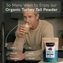 Organic Turkey Tail Mushroom Powder Supplement 100g | Pure Fruiting Body 10:1 High Strength Extract | 50% Beta-D Glucans | 16,600mg Raw Equivalent Per Serving | Immune, Gut & Microbiome Support 5