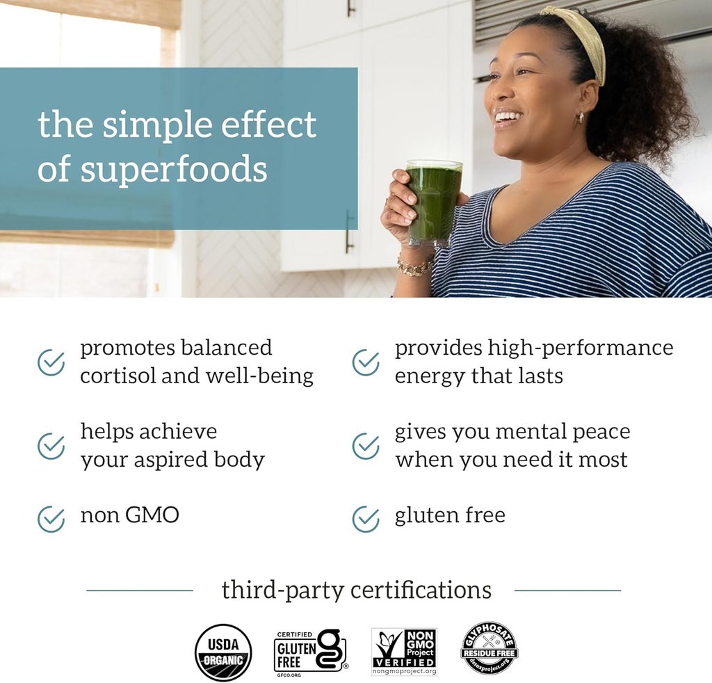 Organifi Green Juice - Organic Superfood Powder - 180-Day Supply - Organic Vegan Greens - Helps Decrease Cortisol - Provides Better Response to Stress - Supports Weight Control - Total Body Wellness 5
