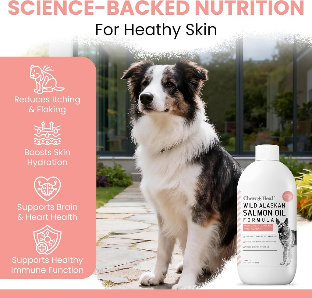 Wild Alaskan Salmon Fish Oil for Dogs - 32 oz. of Fish Oil Formula - Pump Cap Bottle - Contains Omega-3 and 6, Vitamin D, EPA, and DHA for Healthy Skin and Coat 4