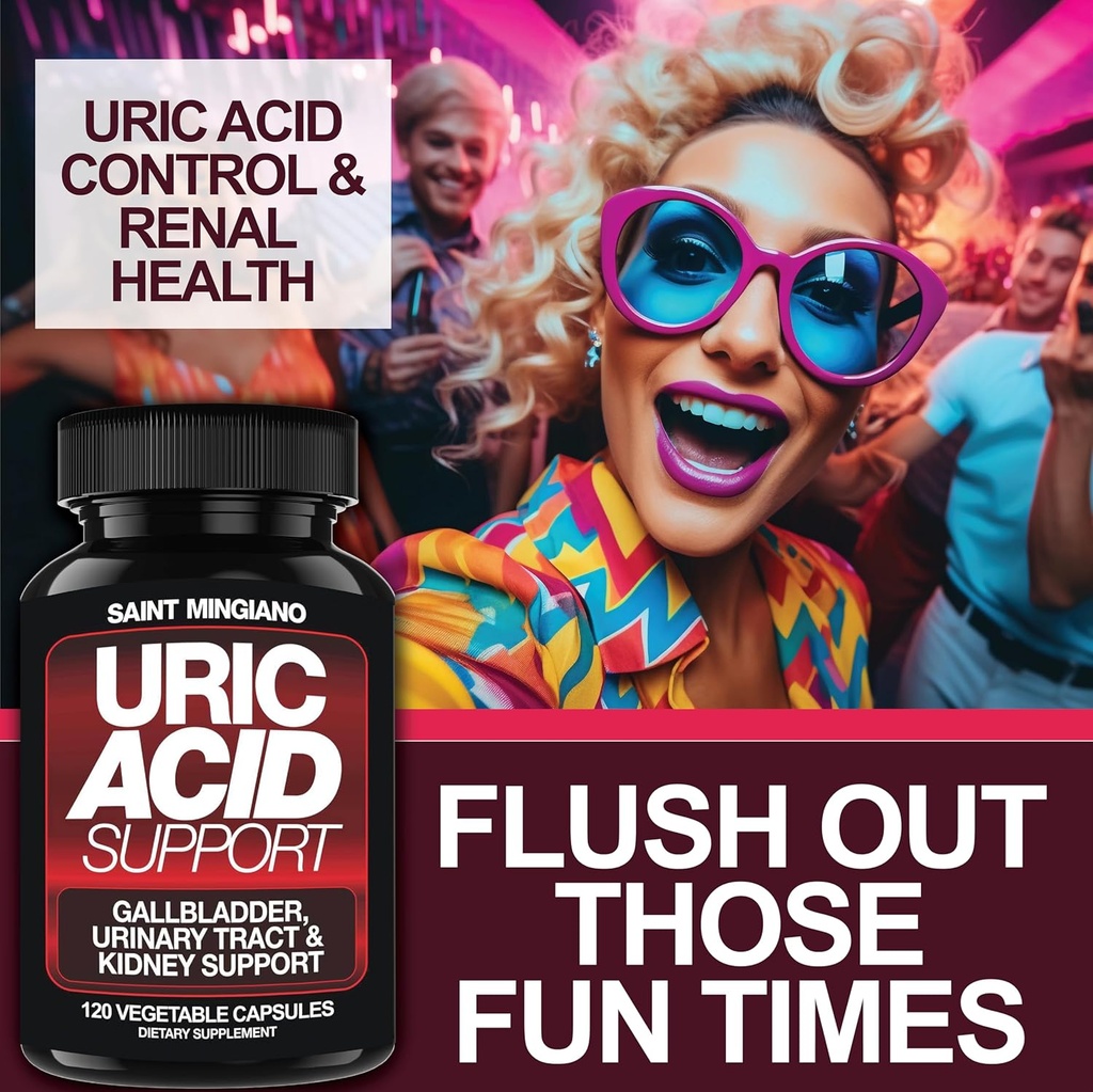 Uric Acid Flush for Gout Support -120 Capsules - Supports Kidney Cleanse Detox & Repair, Gallbladder & Urinary Tract Issues - Essential for Detox & Joint Support - Cranberry Extract 5
