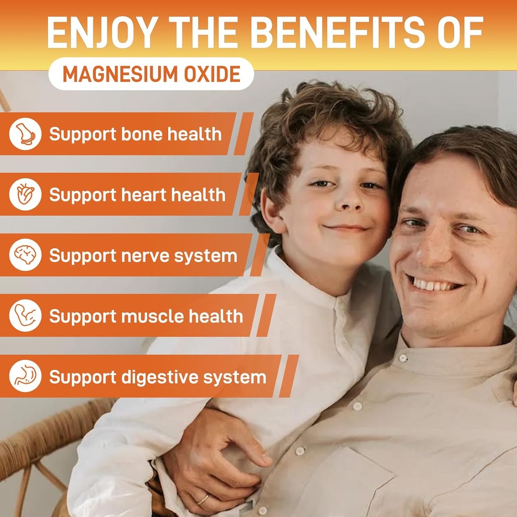 Magnesium Oxide Gummies 400mg, Magnesium Oxide Chewable Supplement for Adults & Kids, Nerve, Muscle, Bone & Heart Support, Non GMO, Pectin, Vegan, 120 5