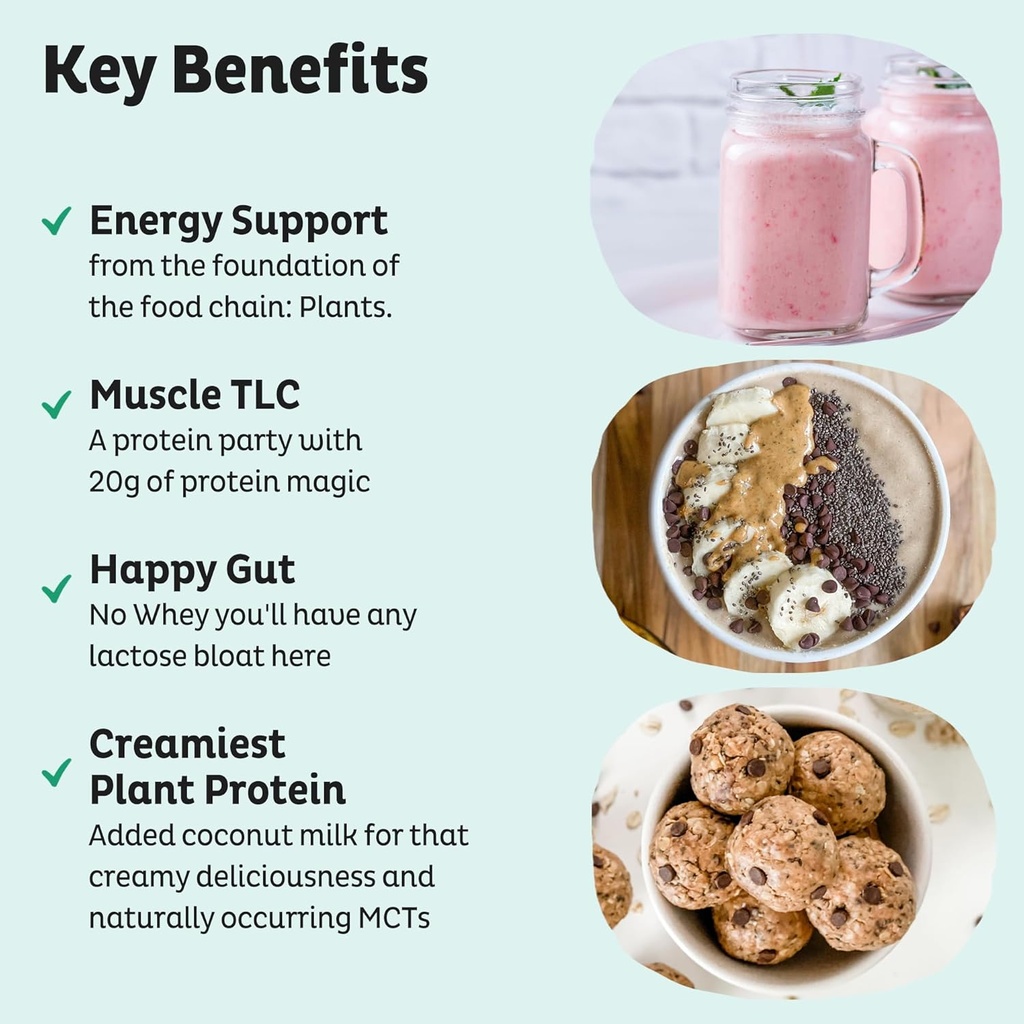 KOS Vegan Protein Powder, Unflavored & Unsweetened - Low Carb Pea Protein Blend, Organic Superfood Rich in Vitamins & Minerals - Keto, Soy, Dairy Free - Meal Replacement for Women & Men - 20 Servings 4