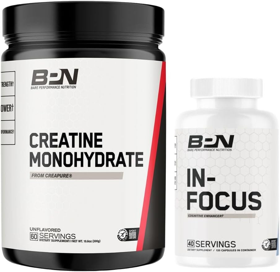 BARE PERFORMANCE NUTRITION BPN Creatine Monohydrate & in-Focus Brain Support Bundle 2