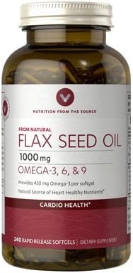 Vitamin World Flax Seed Oil 1000mg Provides 450 mg Omega 3 per softgel 240 Rapid Release softgels 2