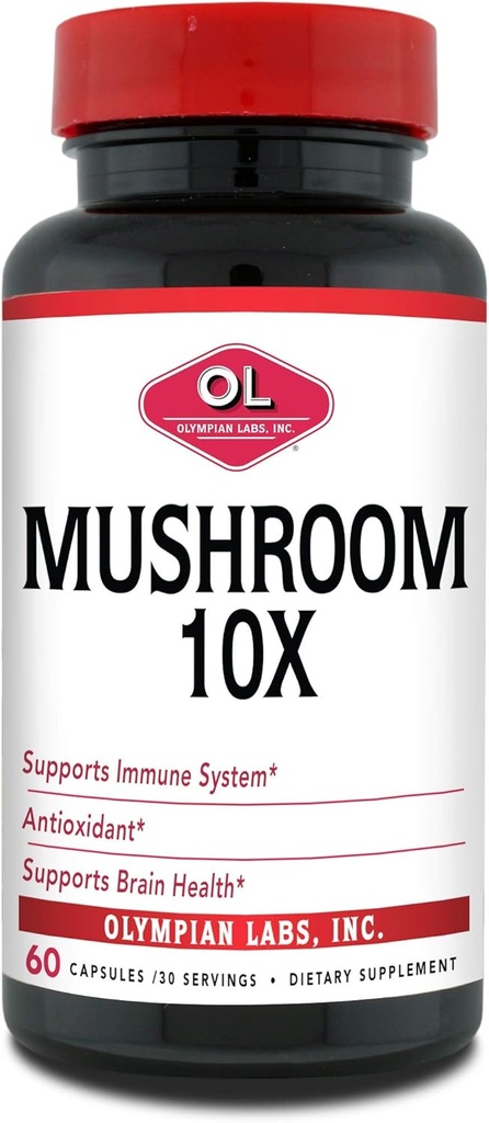 Olympian Labs 10X Mushroom Supplement Capsules - Comprehensive Formula Supporting Immune System, Antioxidant, Brain Health - 60 Capsules (30 Servings) 2