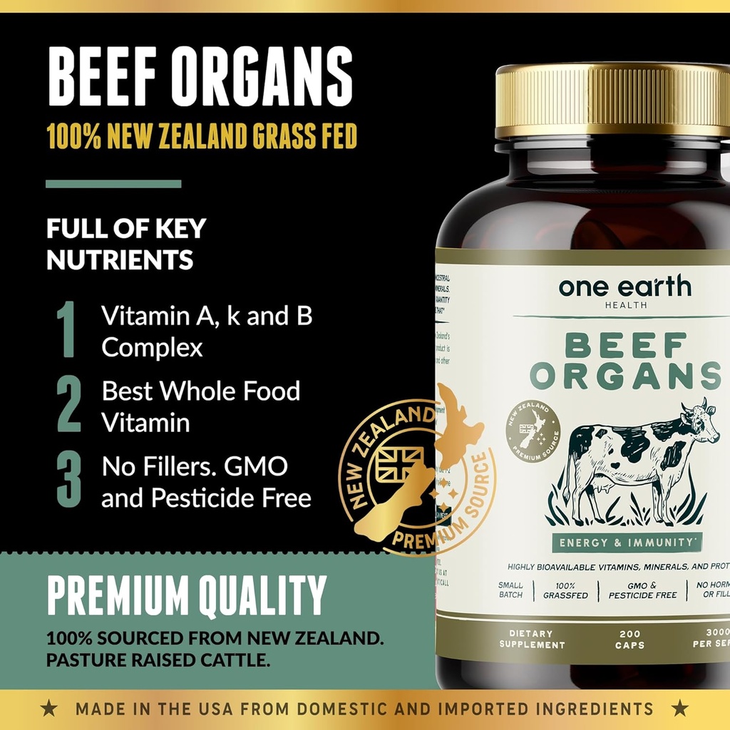 One Earth Health Bundle Savings! - Beef Organs and Thymus. 100% New Zealand Pasture Raised Cattle. 6