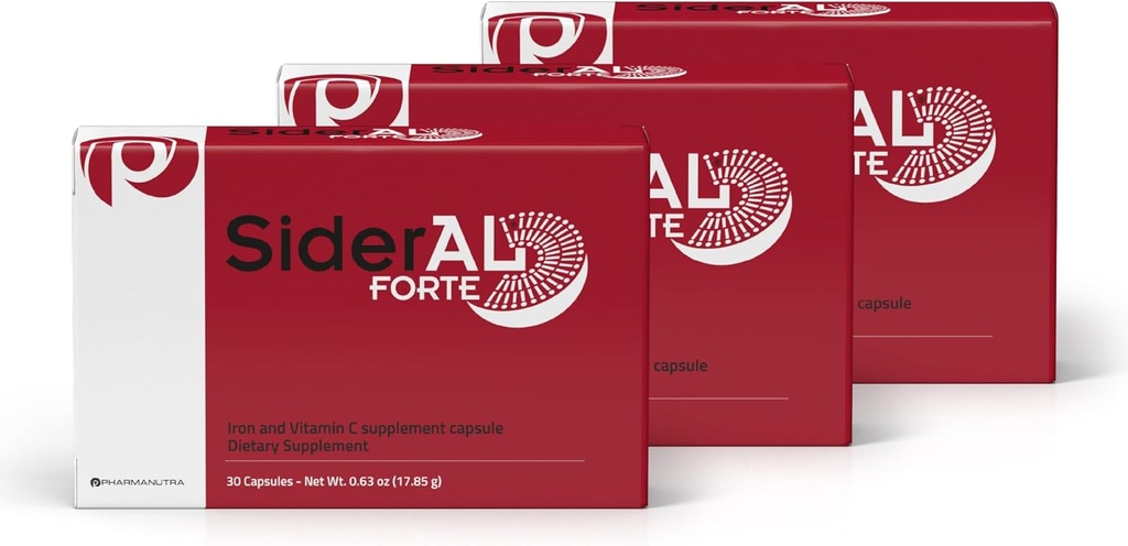 SiderAL Forte Iron Supplement and Vitamin C for Women and Men - Premium Iron Supplement for Iron Deficiency and Anemia Support - High Absorption - Gentle on The Stomach - Non-Constipating - 90 Caps 2